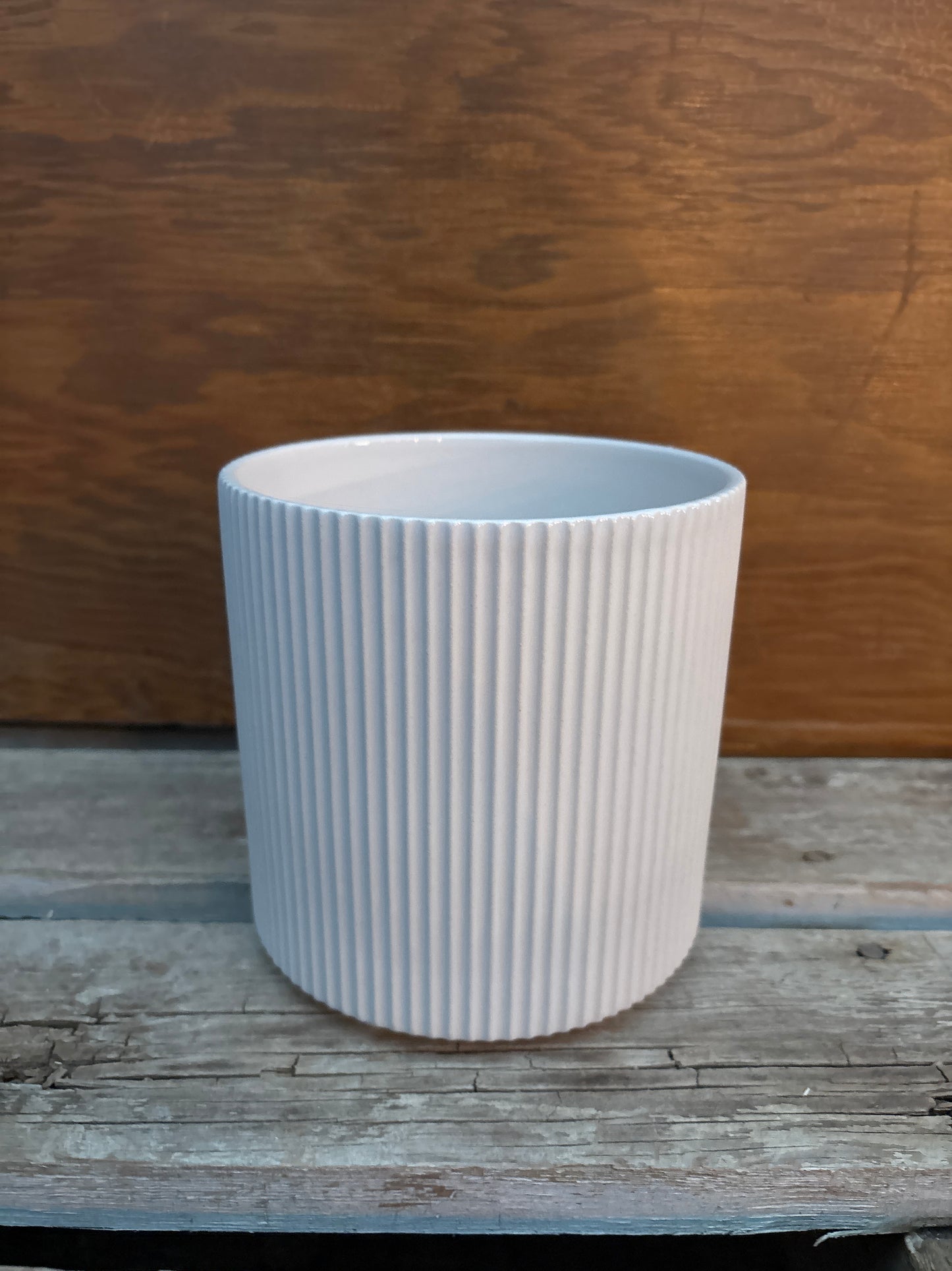 White, Lined Pot
