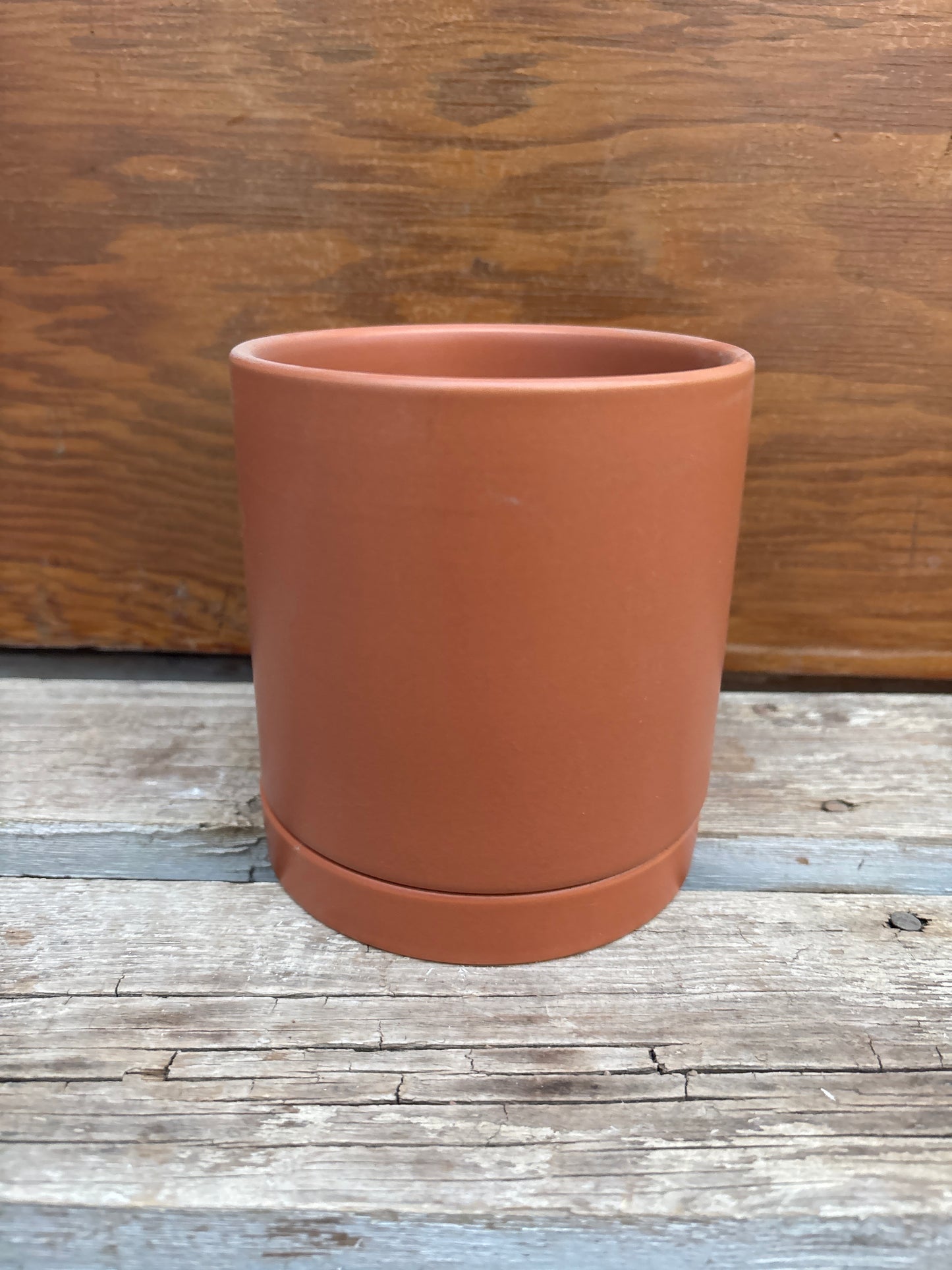 Terracotta coloured pot