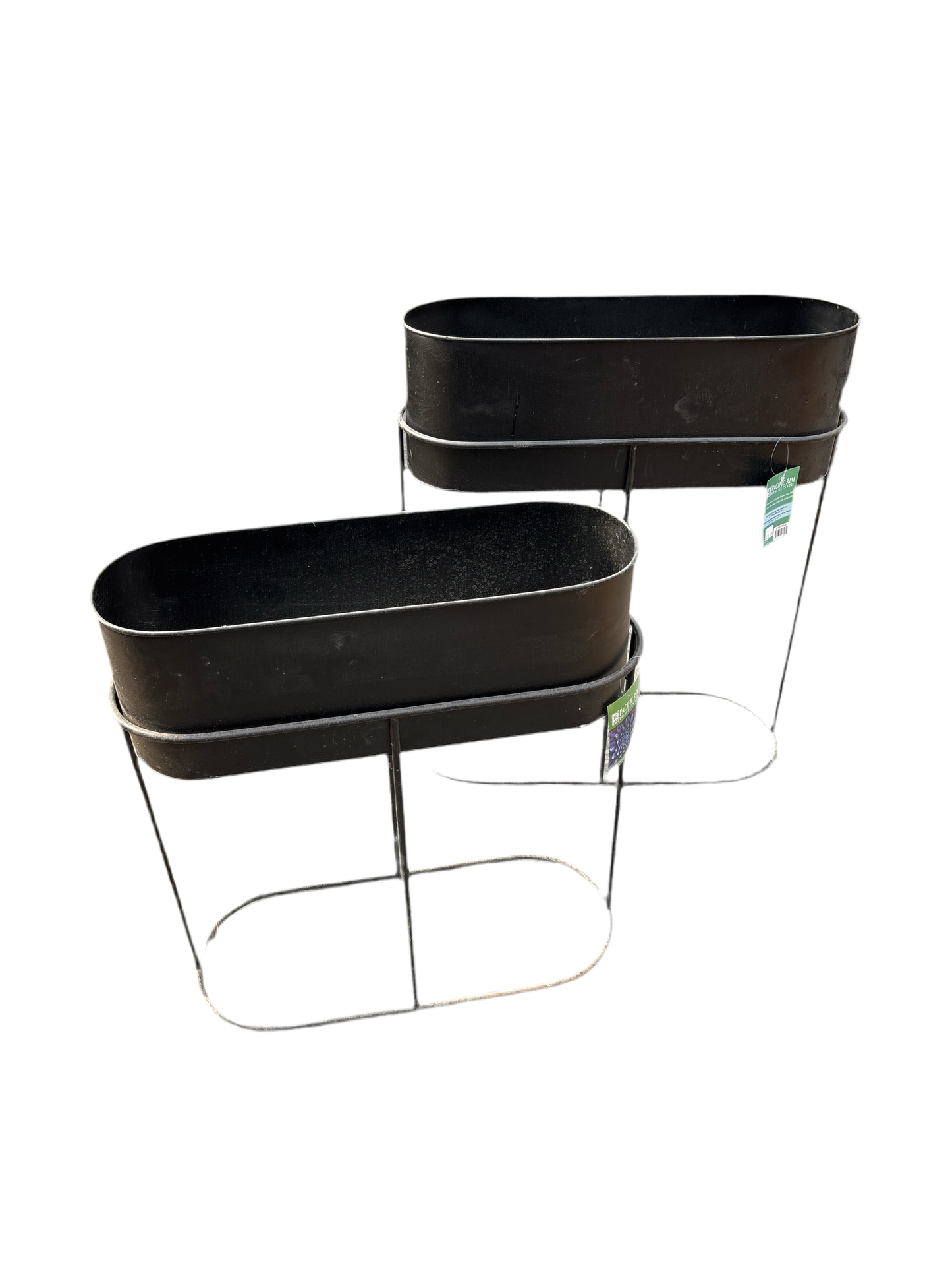 Oval Plant Stand with Metal Pots