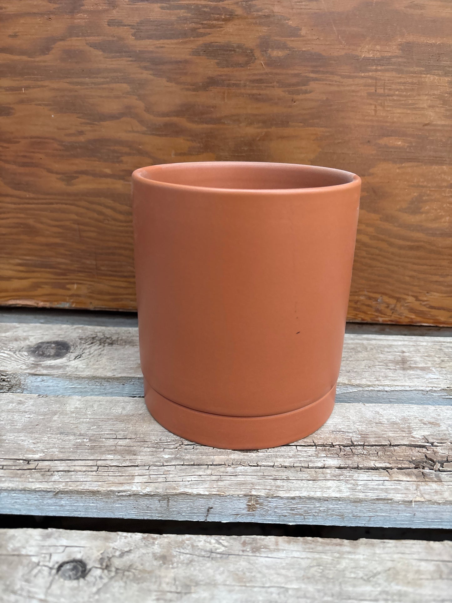 Terracotta coloured pot