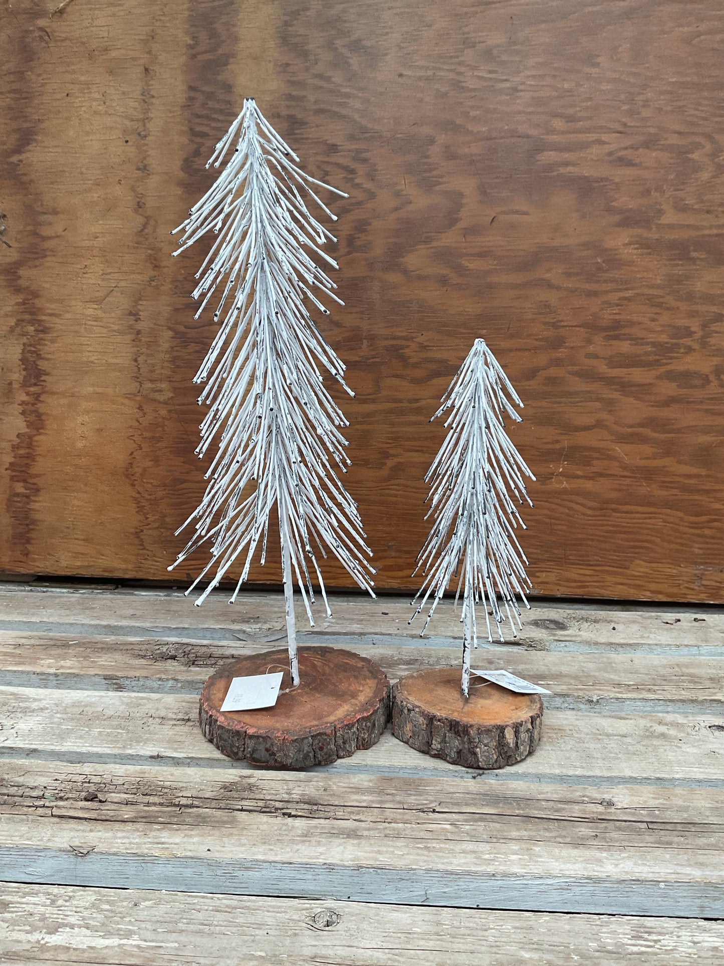 Wood Base White Wire Tree Decor