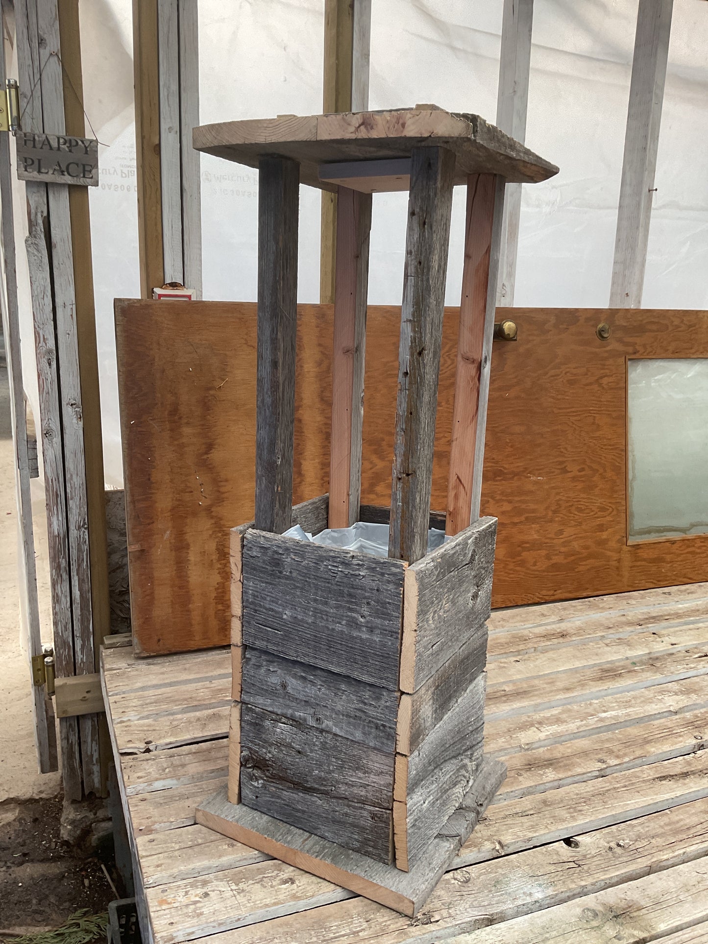 Rustic Wooden Lantern Planter