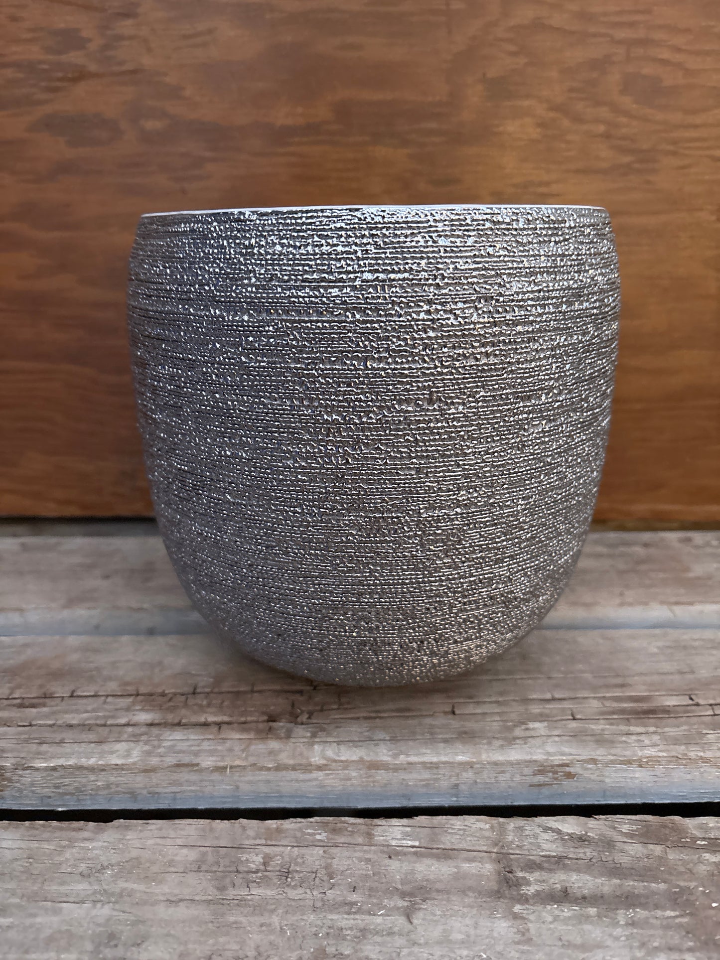 Brava Silver Spun Drop Pot Planter