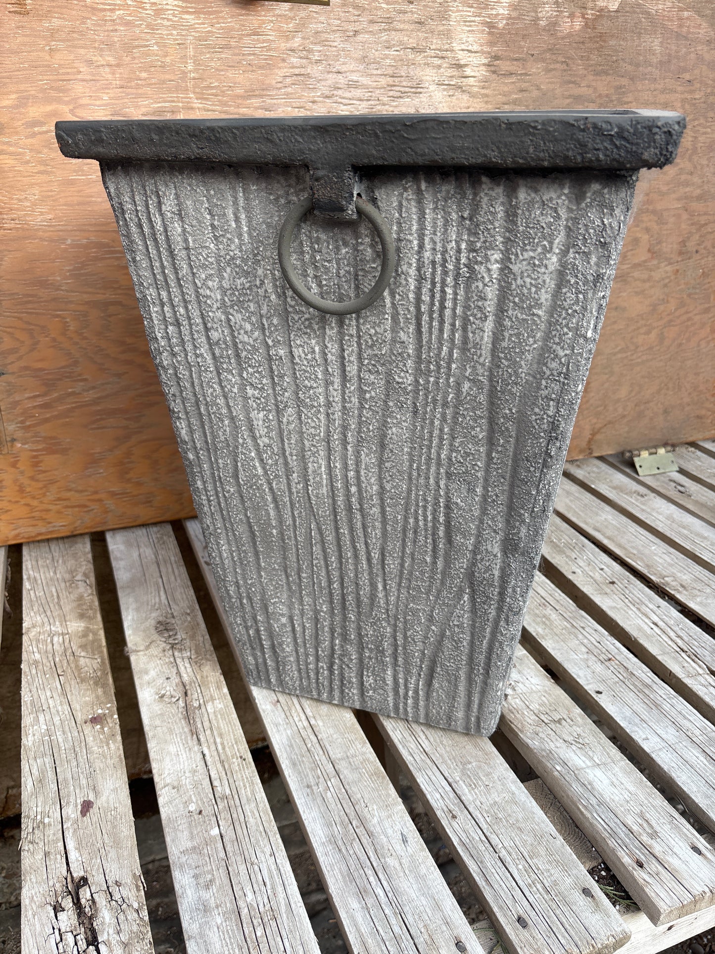 Gray faux wood planter