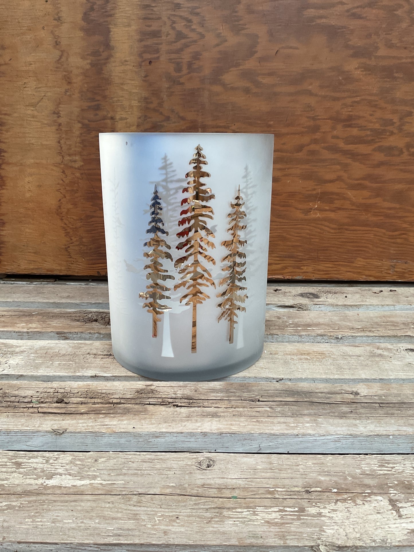 Woodland Pine Etched Candle Holder