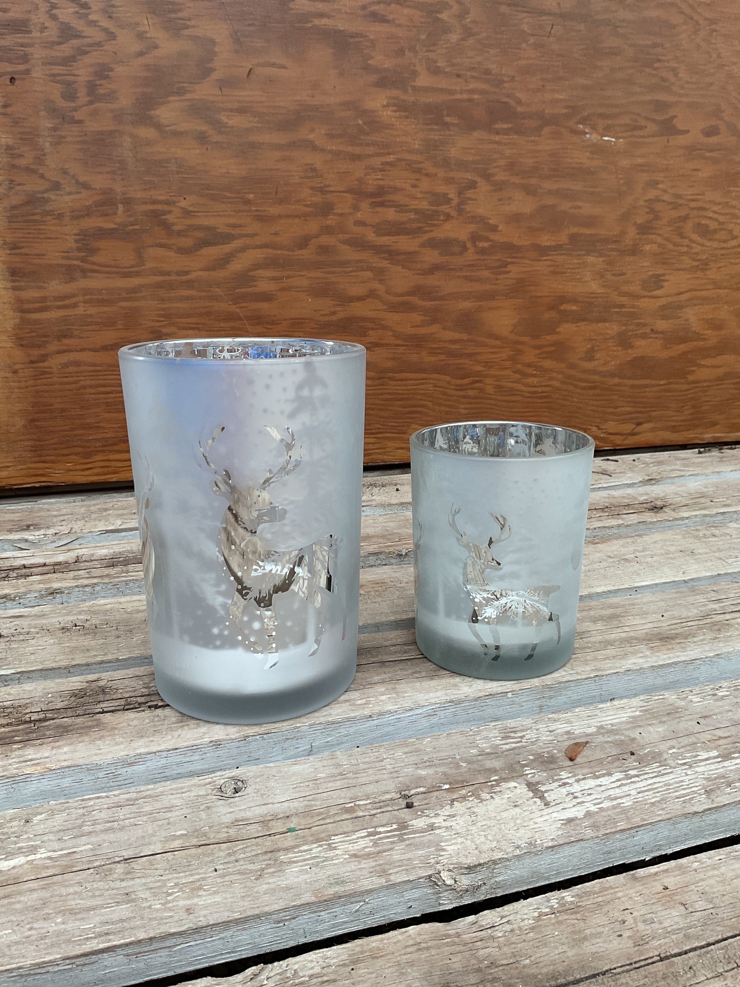 Stag Etched Mirrored Hurricane Vase
