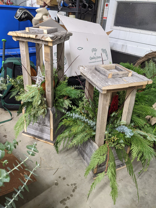 Rustic Wooden Lantern Planter