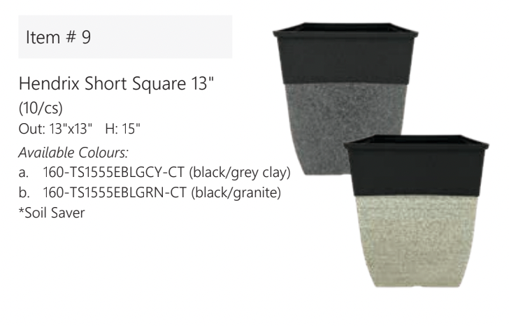 13" Hendrix Short Square Planter