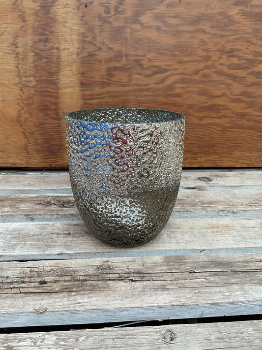 Bria Textured Smoke Glass Hurricane Vase