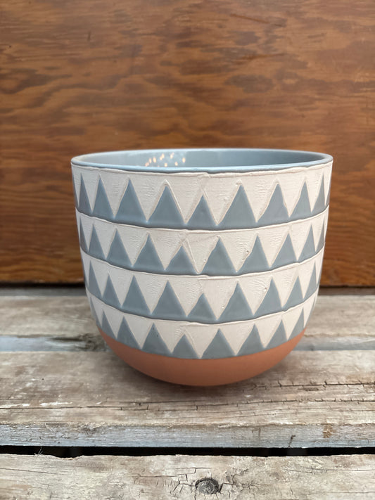 Blue triangles pot
