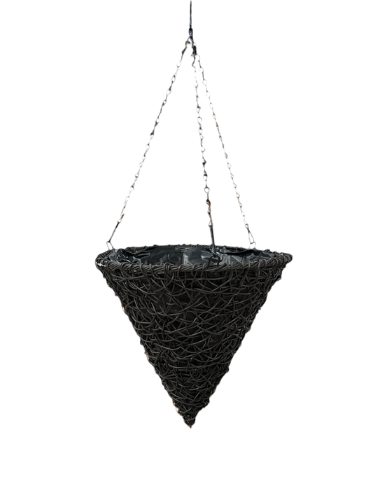 14” Cone twisted poly weave hanging basket