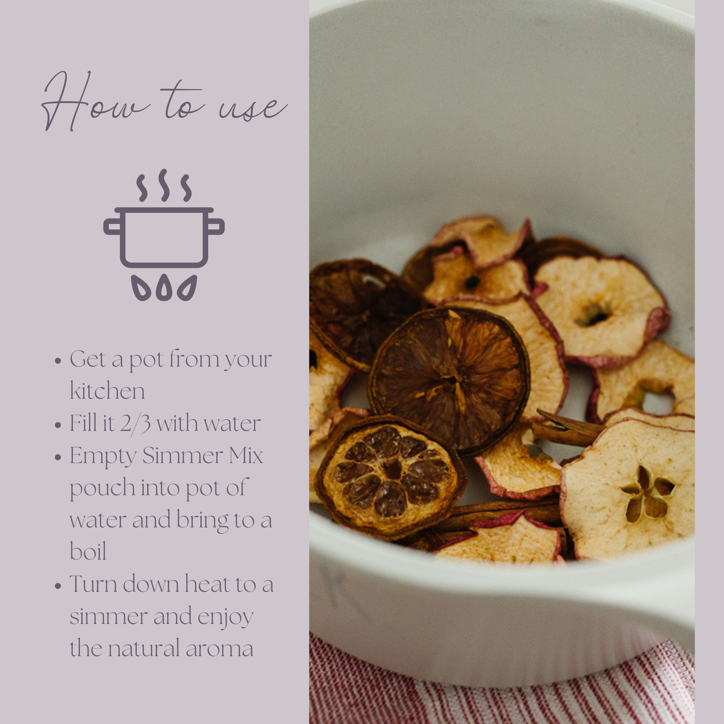 Be Indulgent Simmer Pot Mix, Cozy Apple Vanilla Spice Aroma