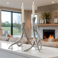 Antler 2-Piece Aluminum Taper Candle Holder Set