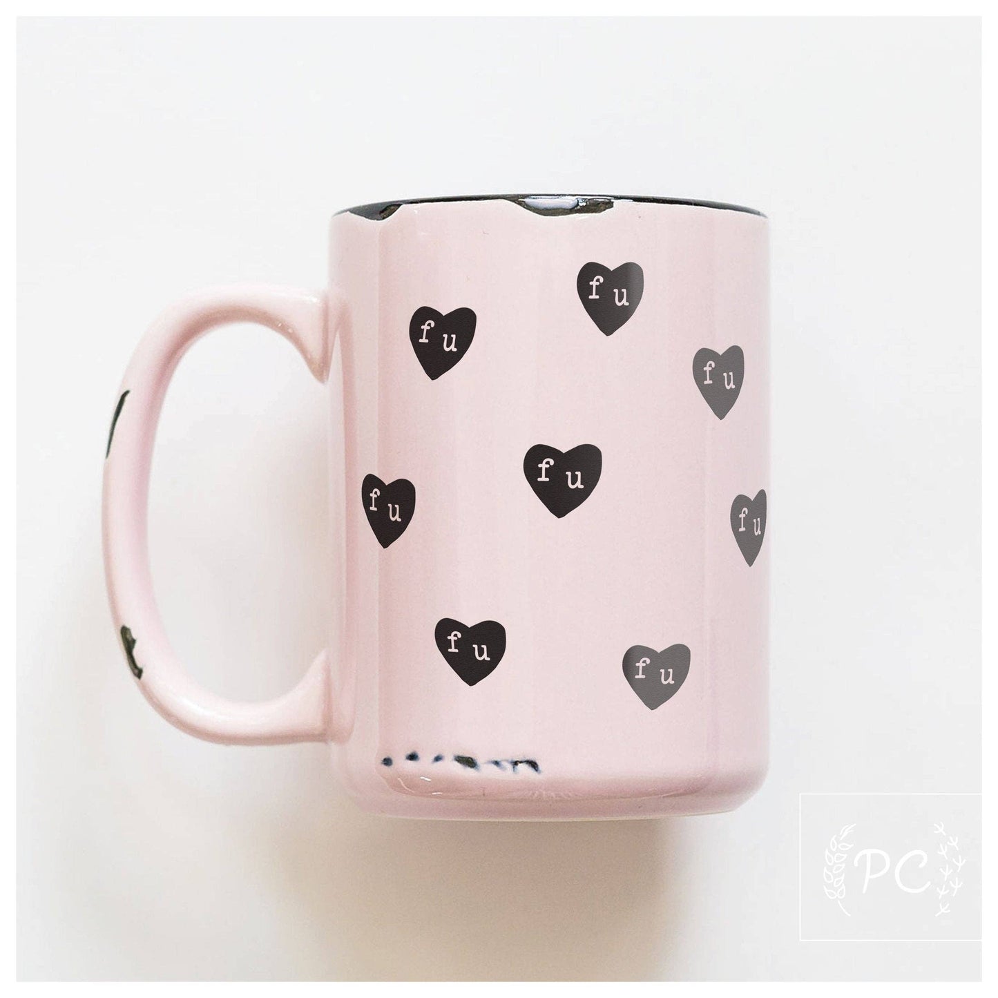 Fu hearts | ceramic mug: Pink