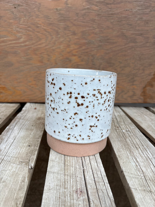 5” Bronze Speckled Ceramic Pot with Saucer