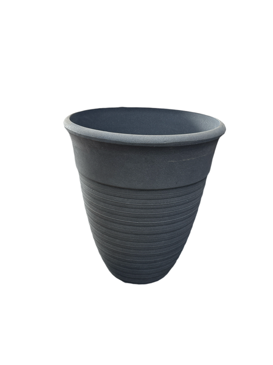 Grey artisan Large ribbed outside planter
