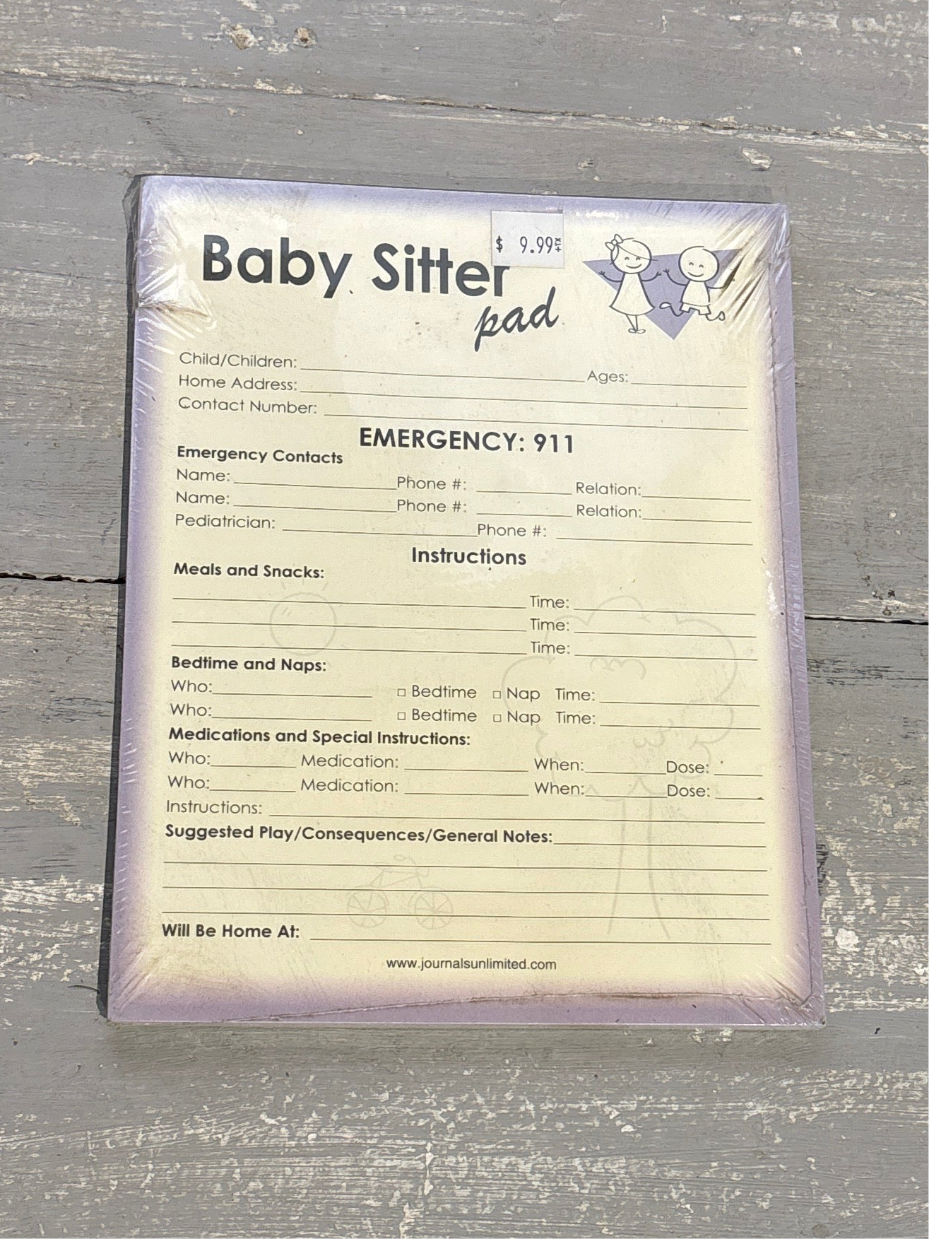 Babysitter Notepad