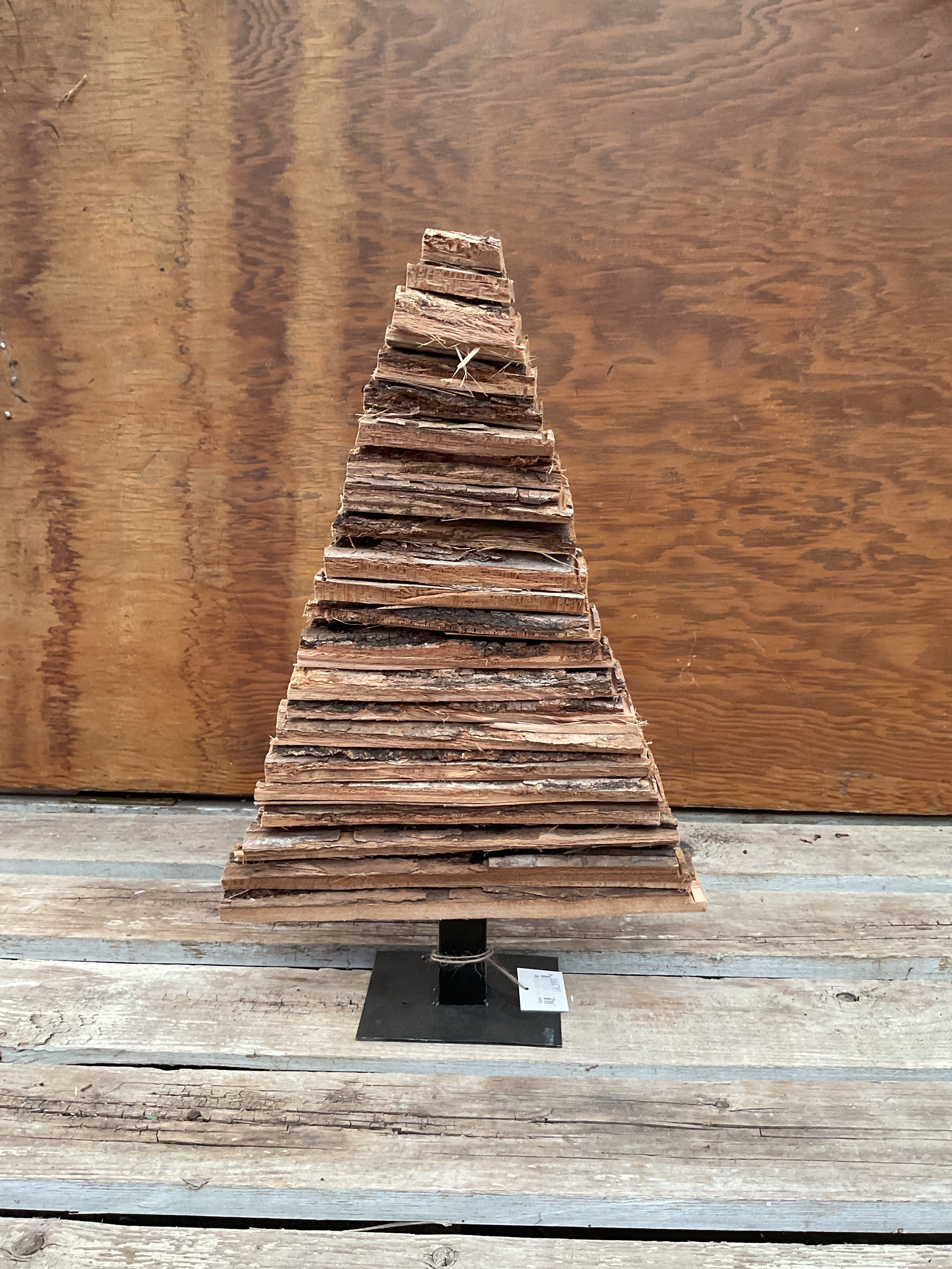 Wood Layered Tree with Metal Base – Riverdene Garden Centre