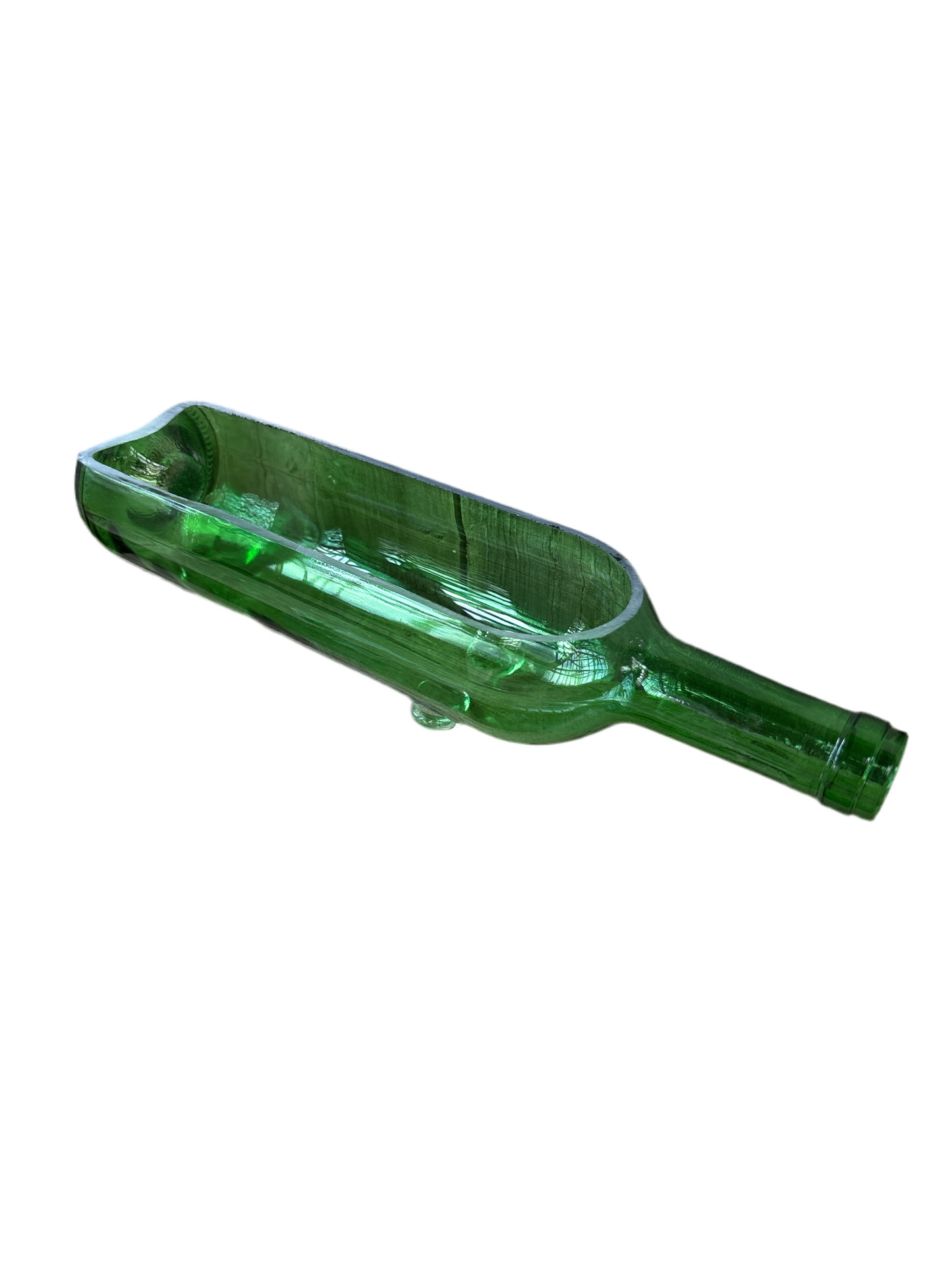 Glass footed half wine bottle planter
