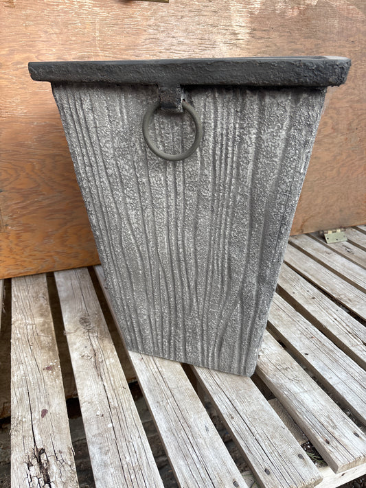 Gray faux wood planter