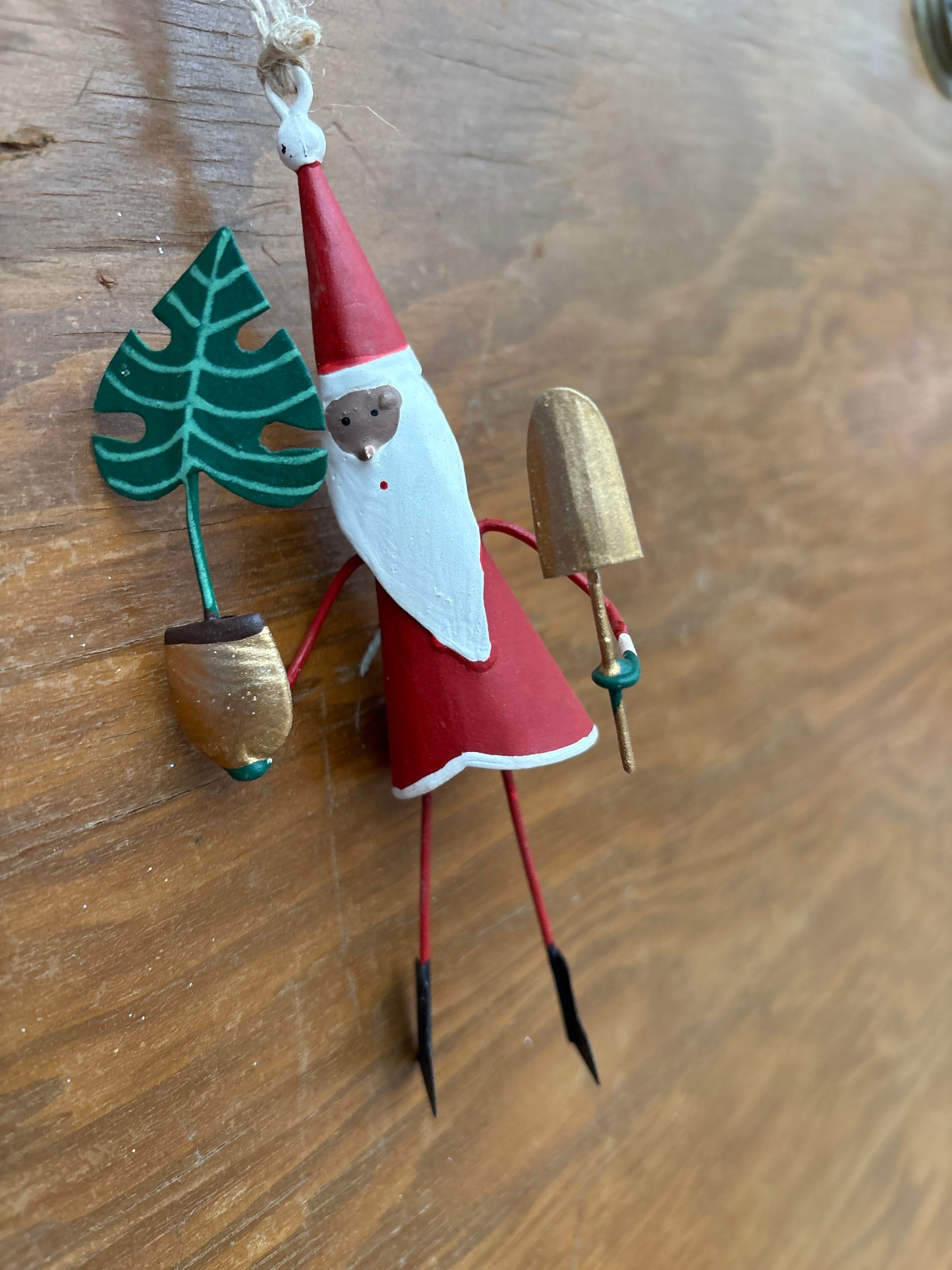 Santa and Snowman Gardening Christmas Ornaments