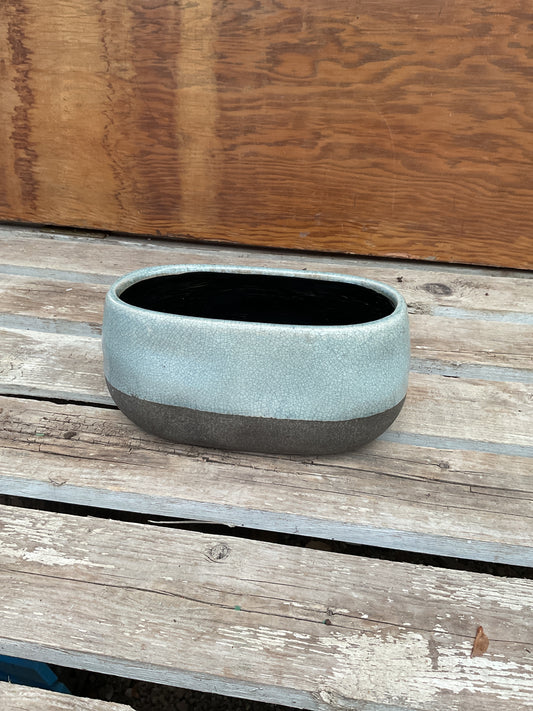 Ceramic Corsica Crackle Oval Pot