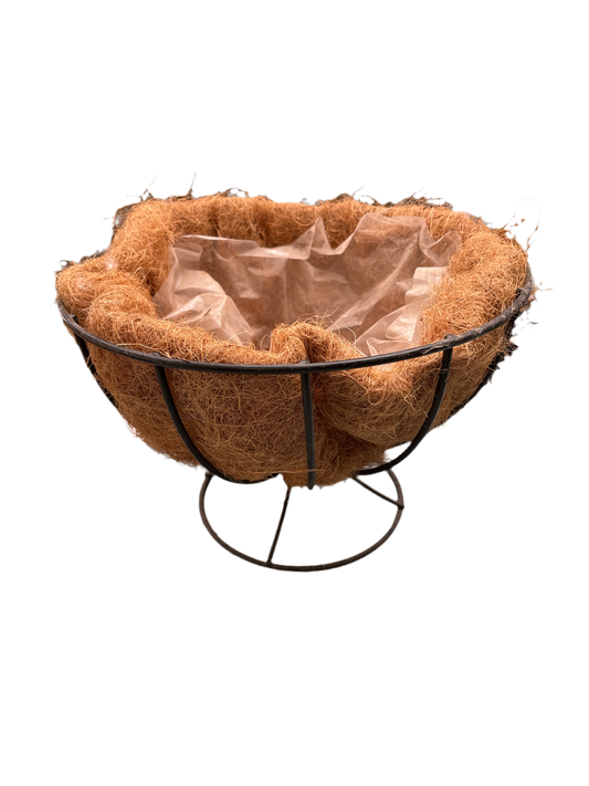 Coco lined plant bowl with stand