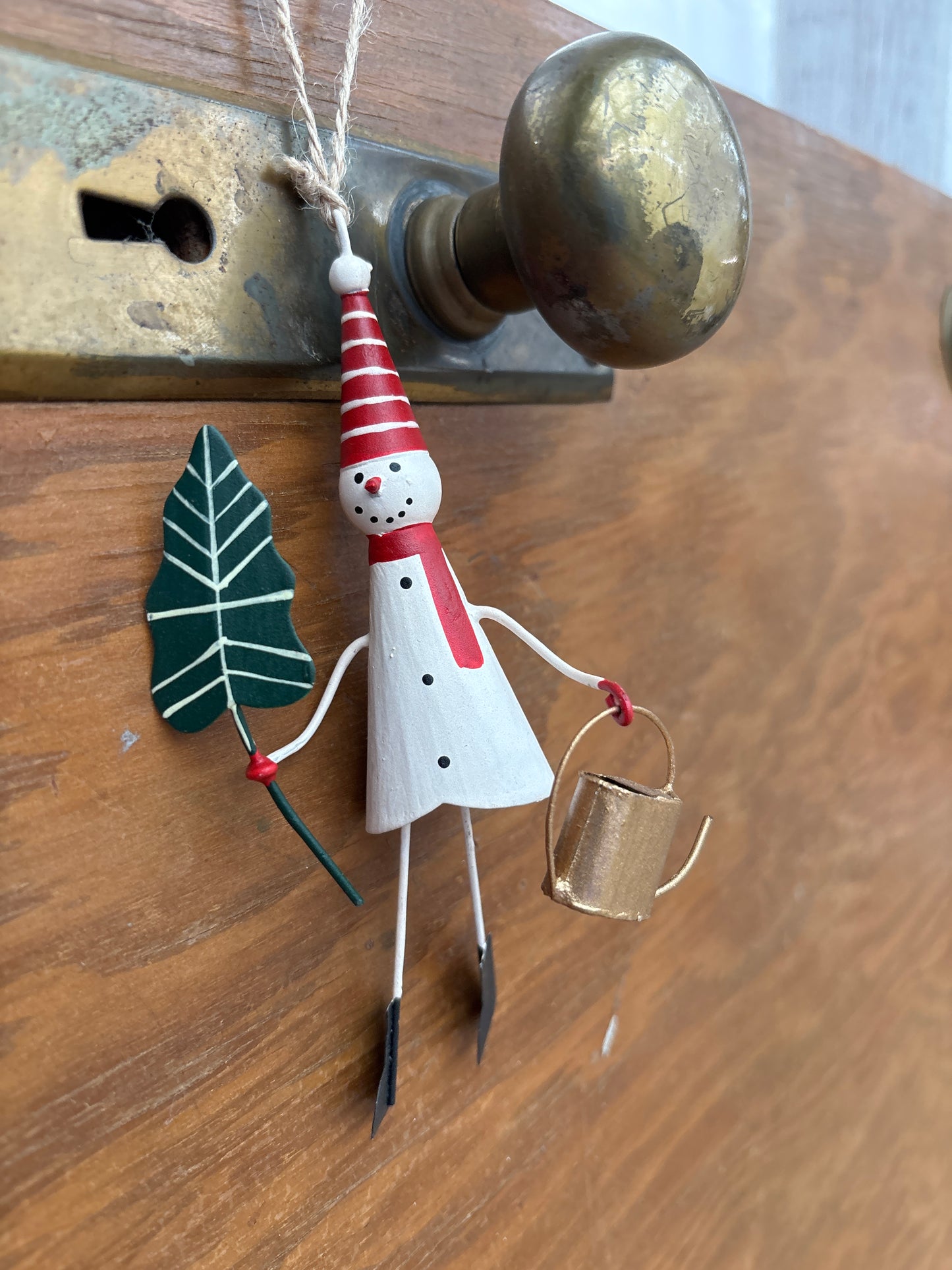 Santa and Snowman Gardening Christmas Ornaments